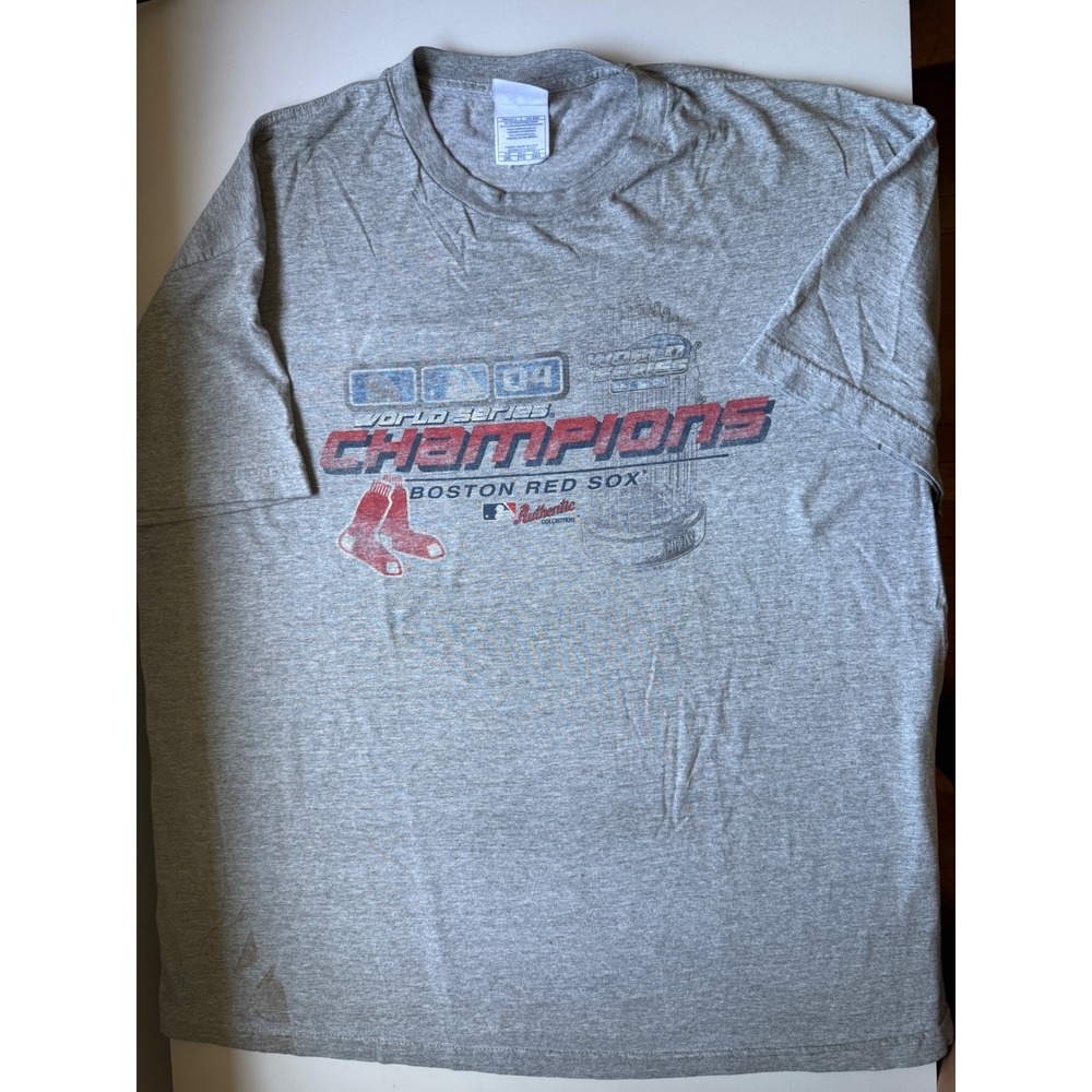 Y2K  Alstyle Boston Red Sox T Shirt 2004 World Series Champions Gray 2XL